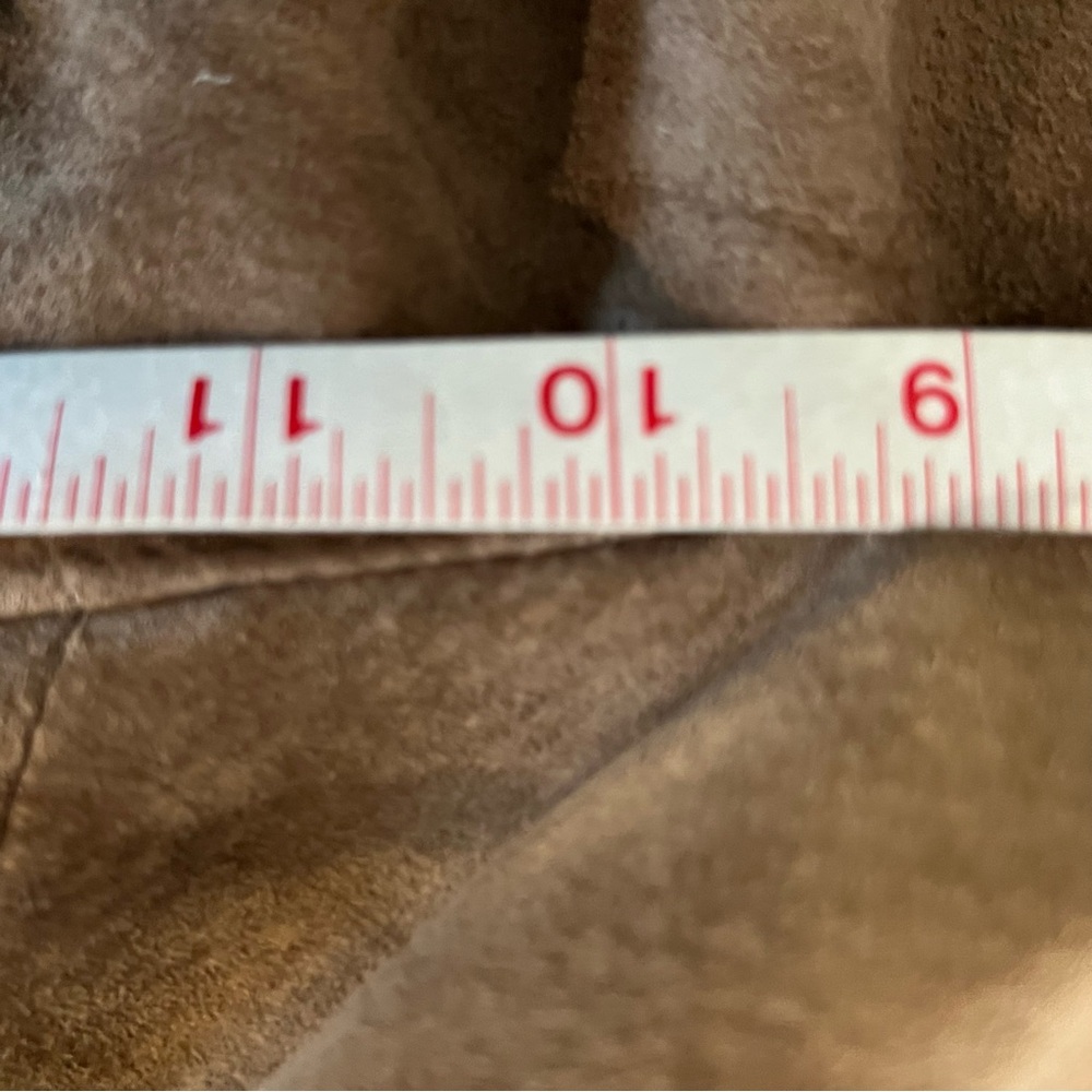 Vintage‎ Vegan Suede Pants Mocha Brown Sz 24" Pleated Waist High Rise Leather - Picture 7 of 11